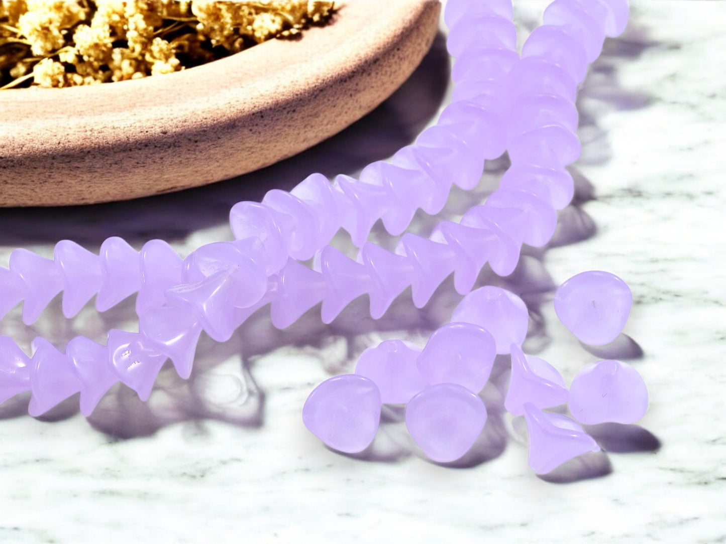 *25* 10x12mm Milky Alexandrite 3 Petal Bell Flower Beads