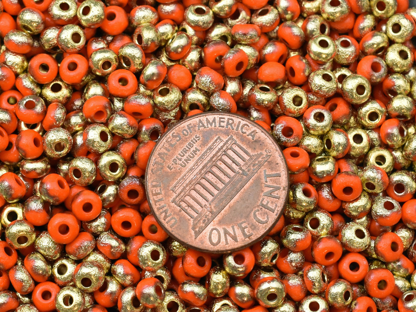 15G Etched Amber Orange Czech Glass 6/0 Seed Beads
