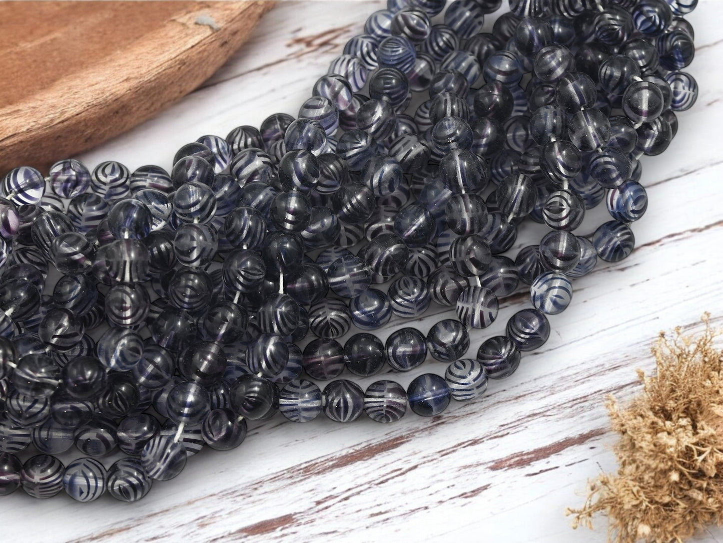 *25* 8mm Crystal Indigo Round Druk Beads