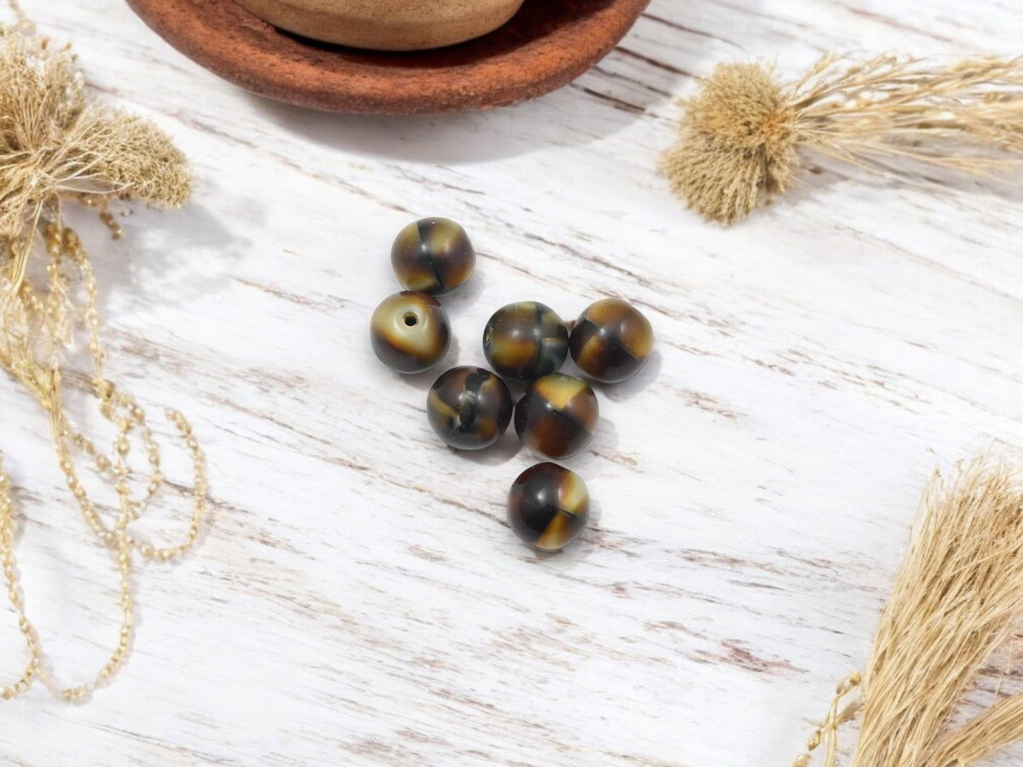 *25* 8mm Brown Tiger Eye Round Druk Beads