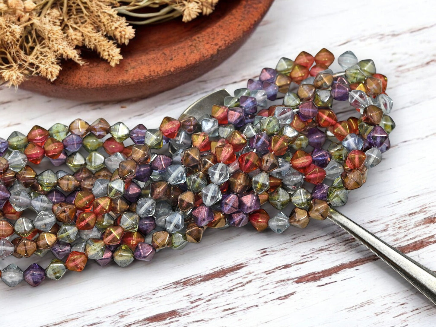 *50* 6mm Mixed Gemtone Luster Bicone Beads