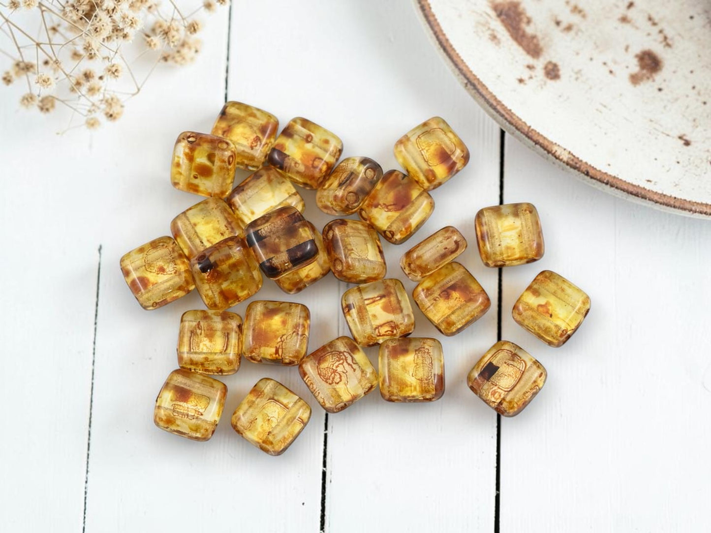 *50* 6mm Crystal Picasso 2 Hole Tile Beads