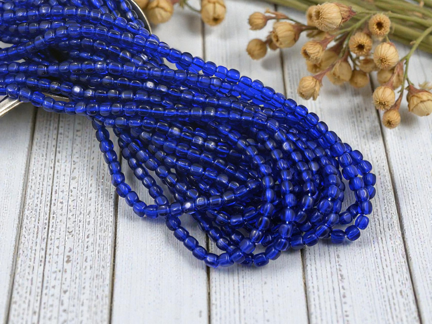 *100* 4mm Transparent Cobalt Cube Beads