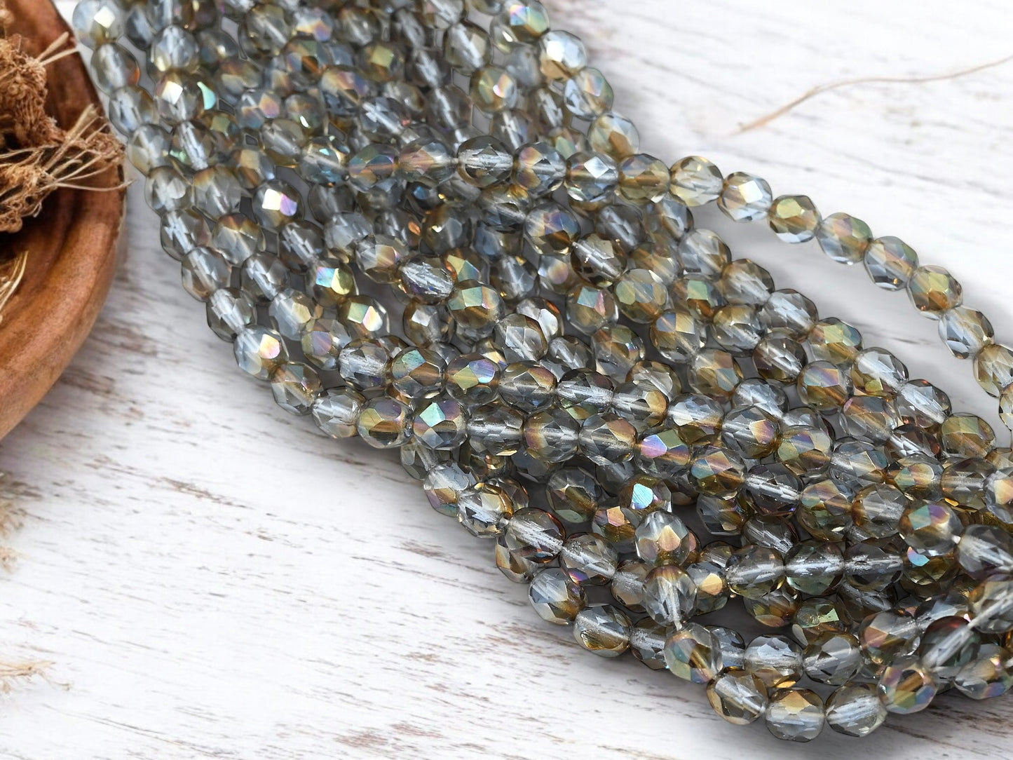 *25* 6mm Lt. Sapphire Celsian Fire Polished Round Beads
