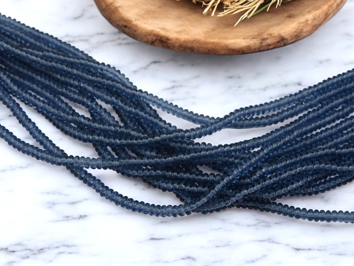 *100* 4mm Transparent Montana Blue Rondelle Spacer Beads