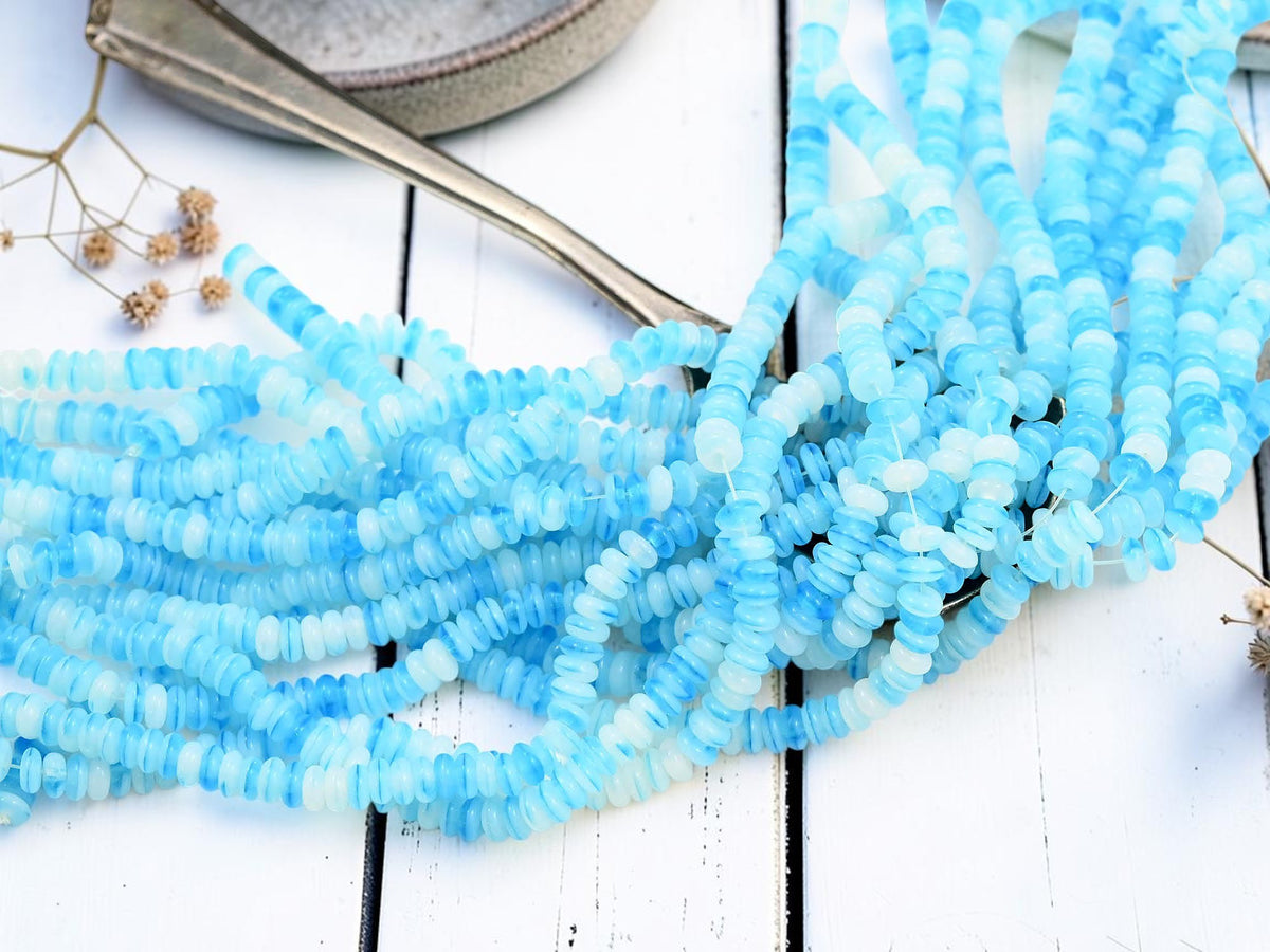 *100* 4x2mm Blue Hurricane Smooth Rondelle Beads