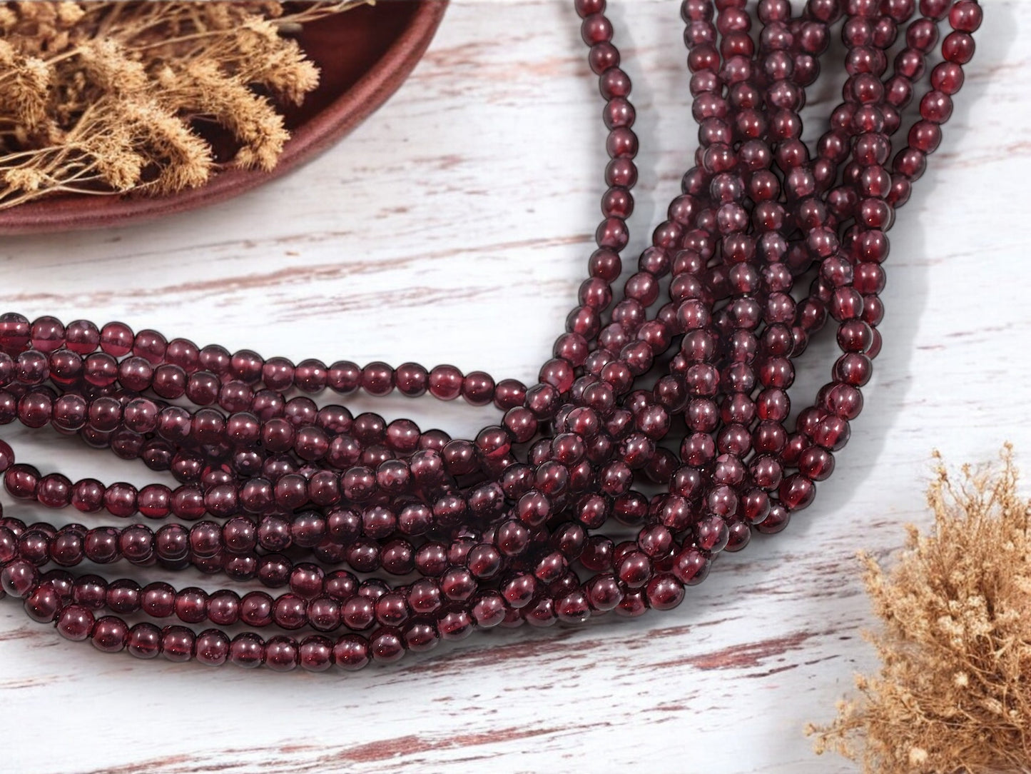*120* 4mm Amethyst Berry Luster Round Druk Beads