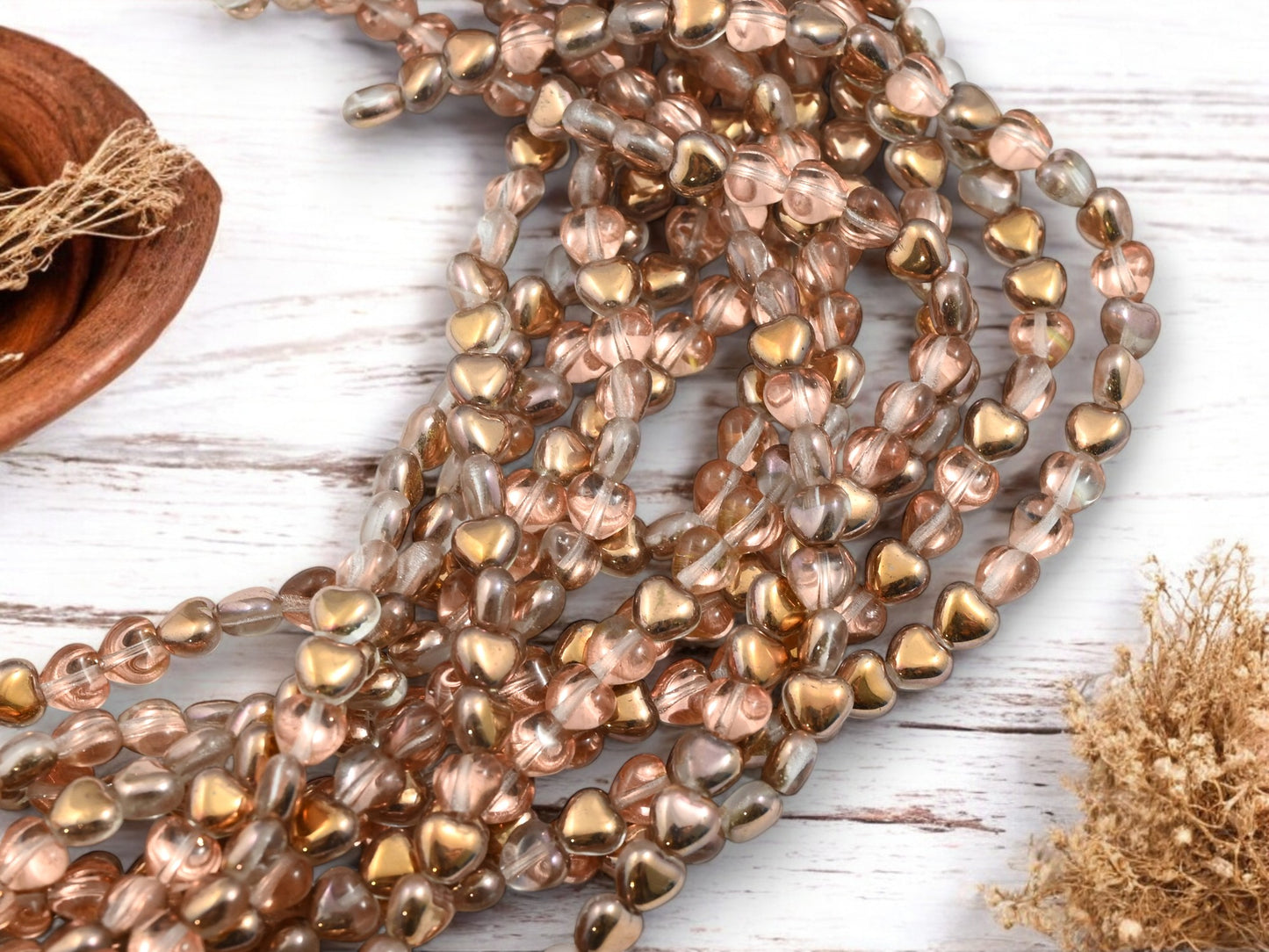 *50* 6mm Gold Apollo Heart Beads
