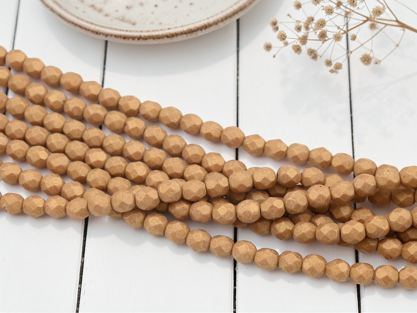 *25* 6mm Macadamia Pacifica Fire Polished Round Beads