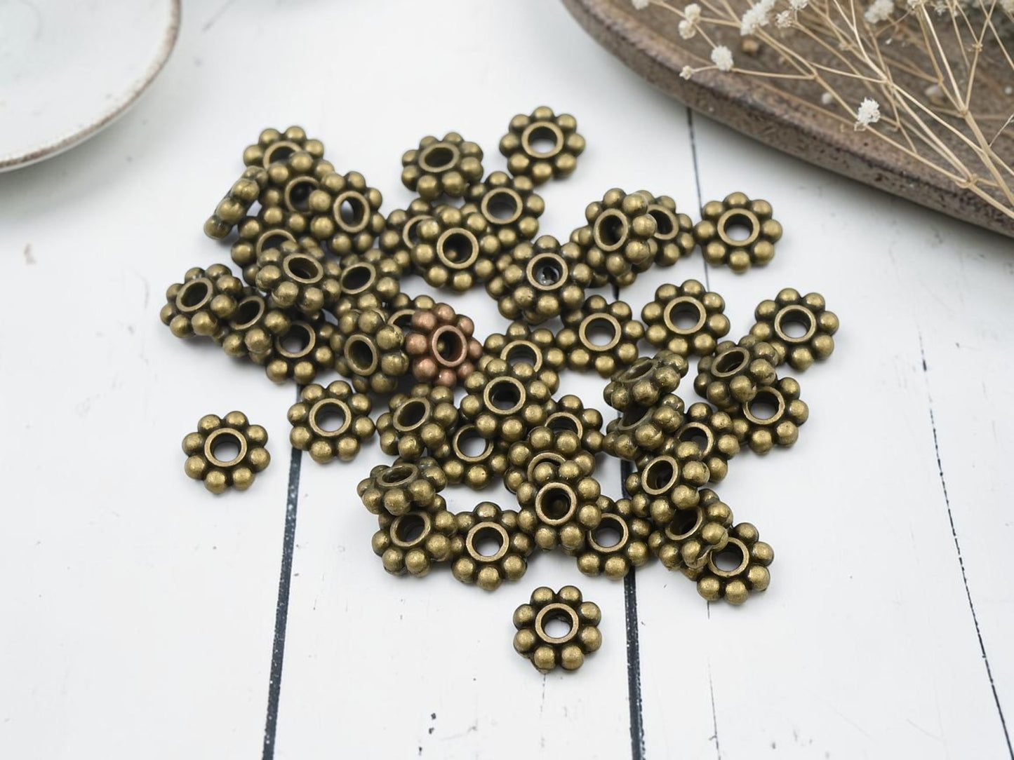 *100* 6mm Antique Bronze Daisy Spacer Beads