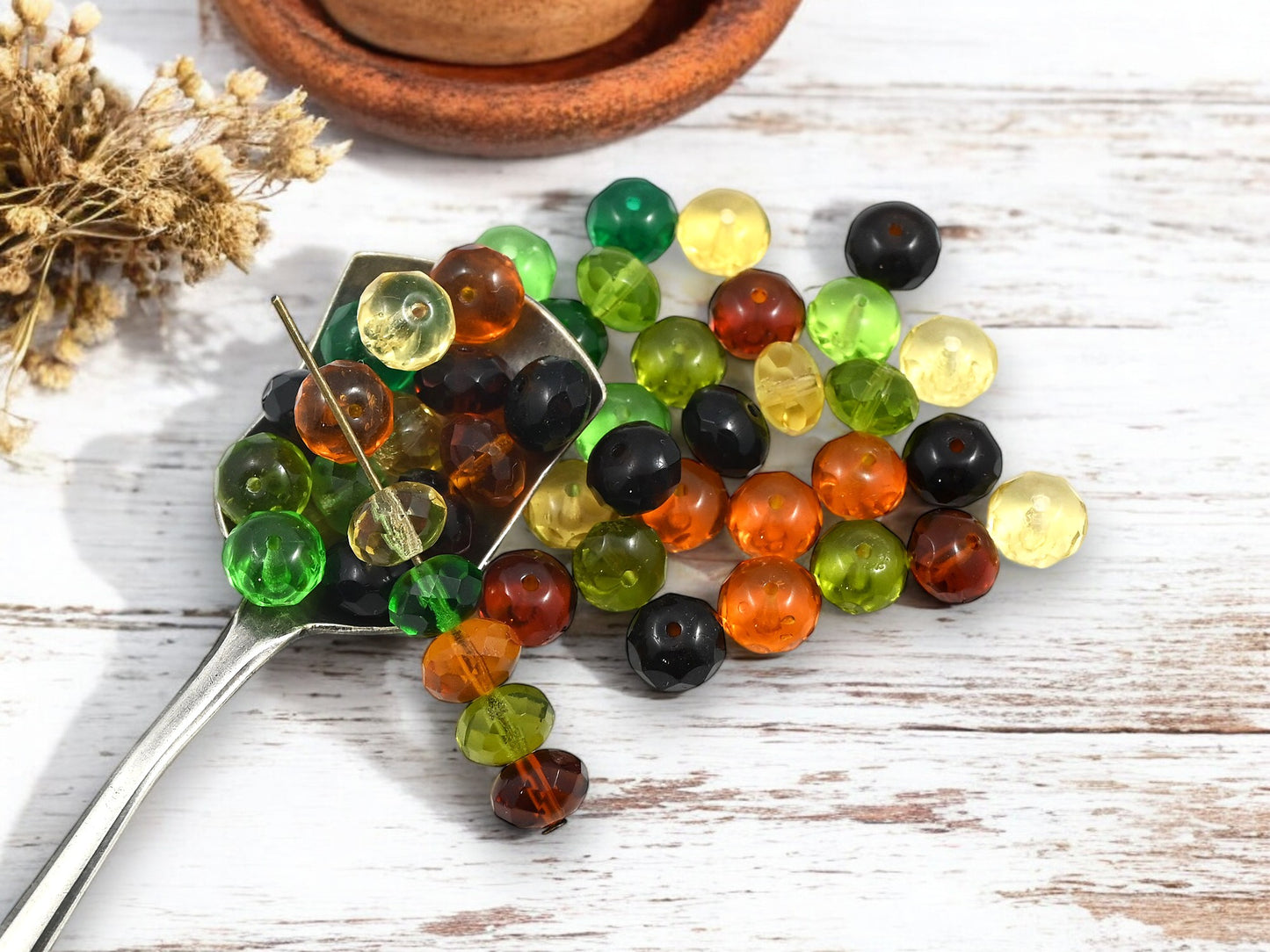 *25* 6x8mm Mixed Translucent Fall Tone Fire Polished Rondelle Beads
