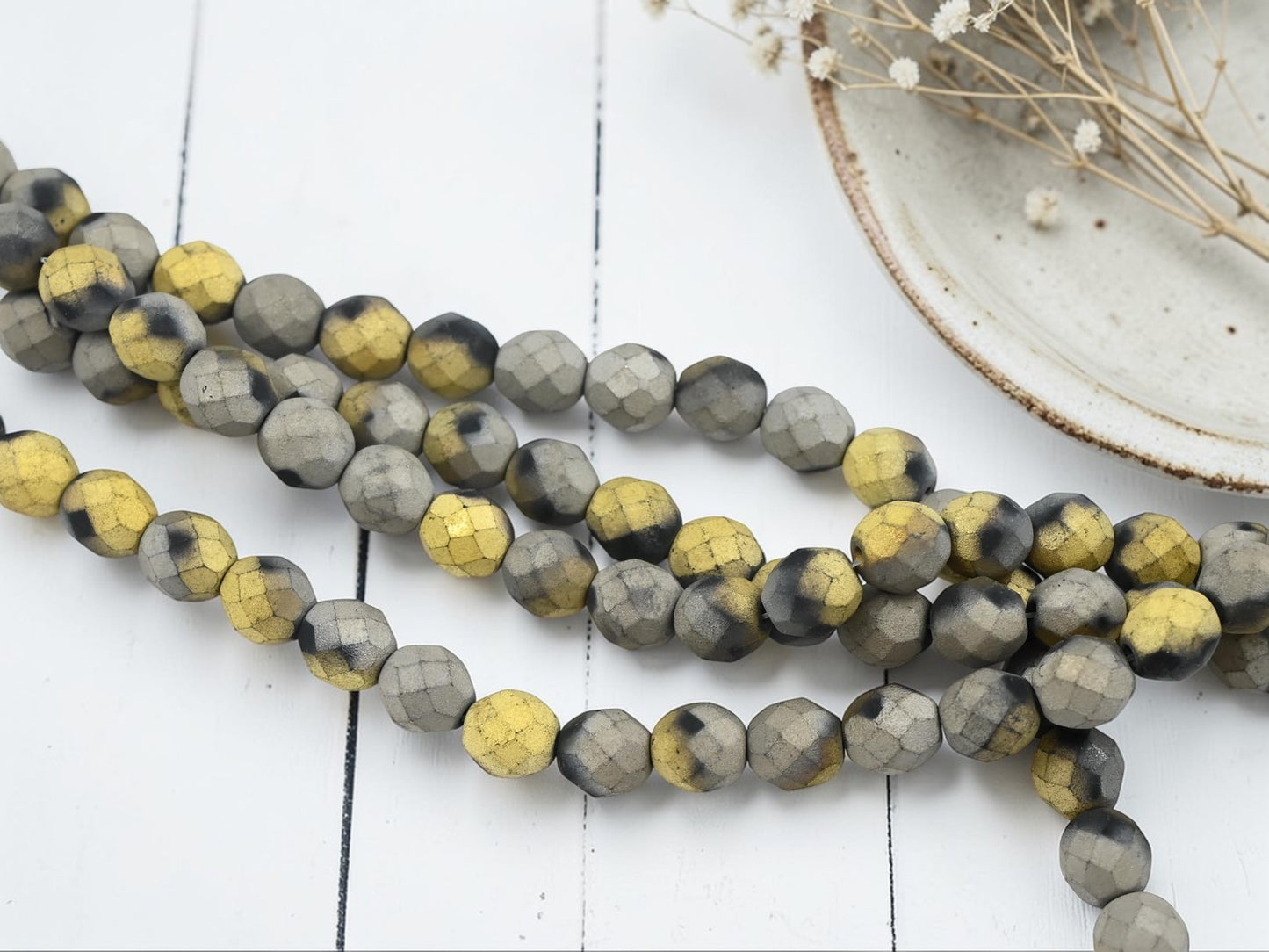 *20* 8mm Matte California Graphite Fire Polished Round Beads