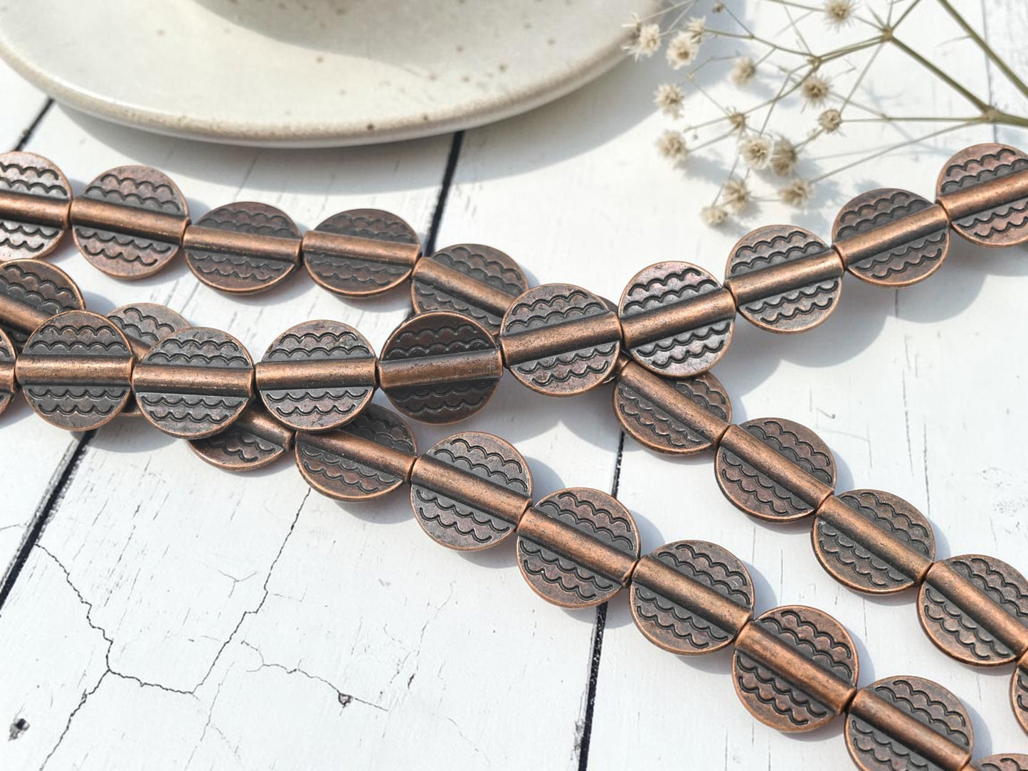 *13* 15mm Antique Copper Flat Disc Beads
