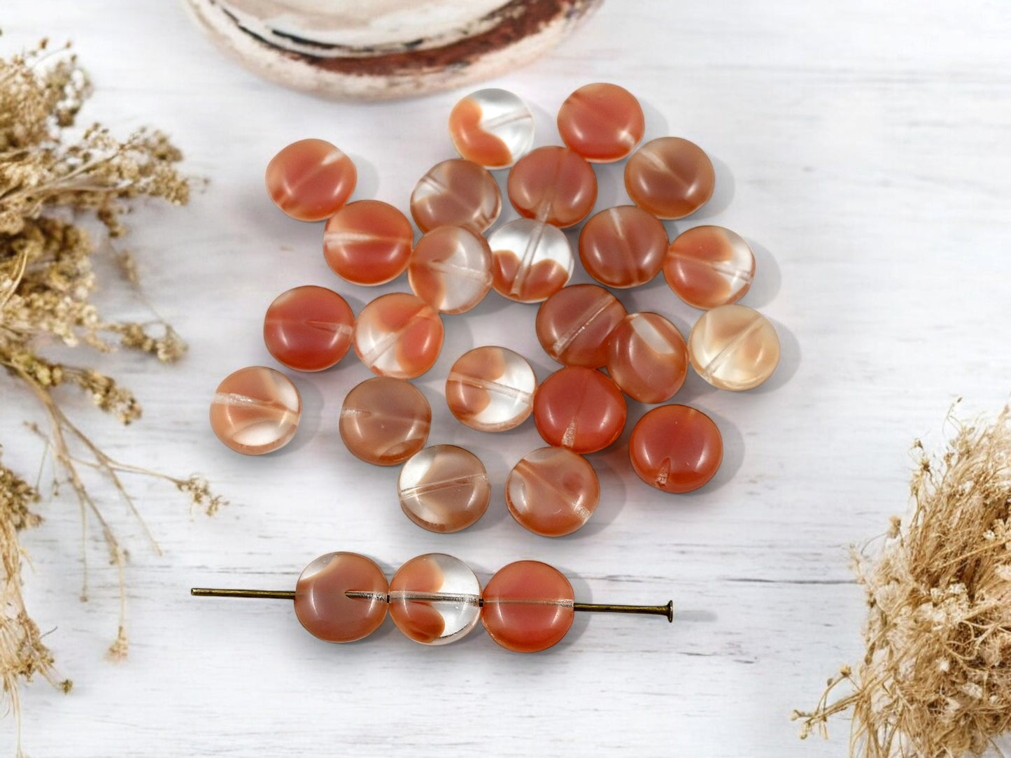 *25* 10mm Red Crystal Lentil Coin Beads