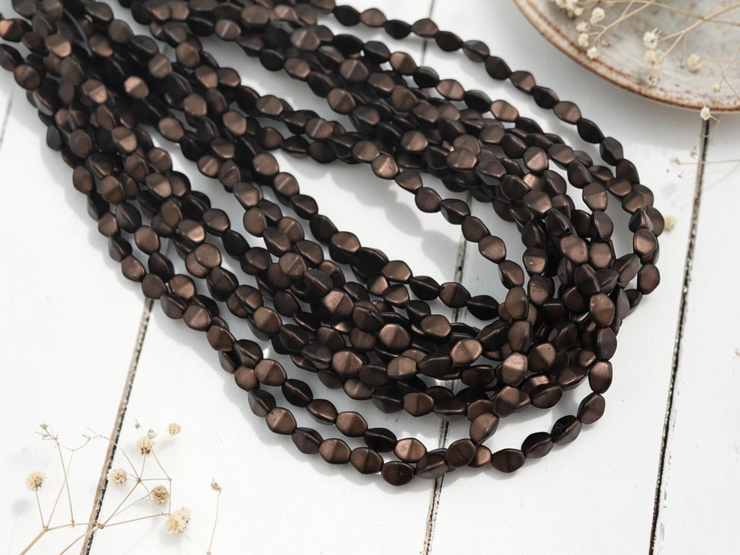 *50* 5x3mm Matte Dark Bronze Pinch Beads