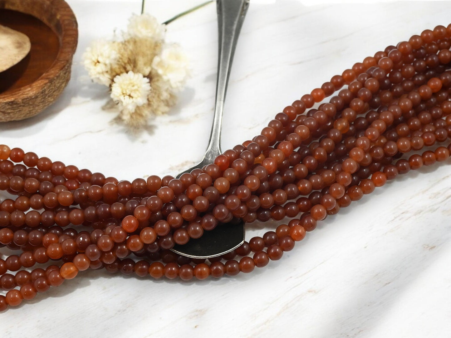*50* 5mm Milky Carnelian Round Druk Beads