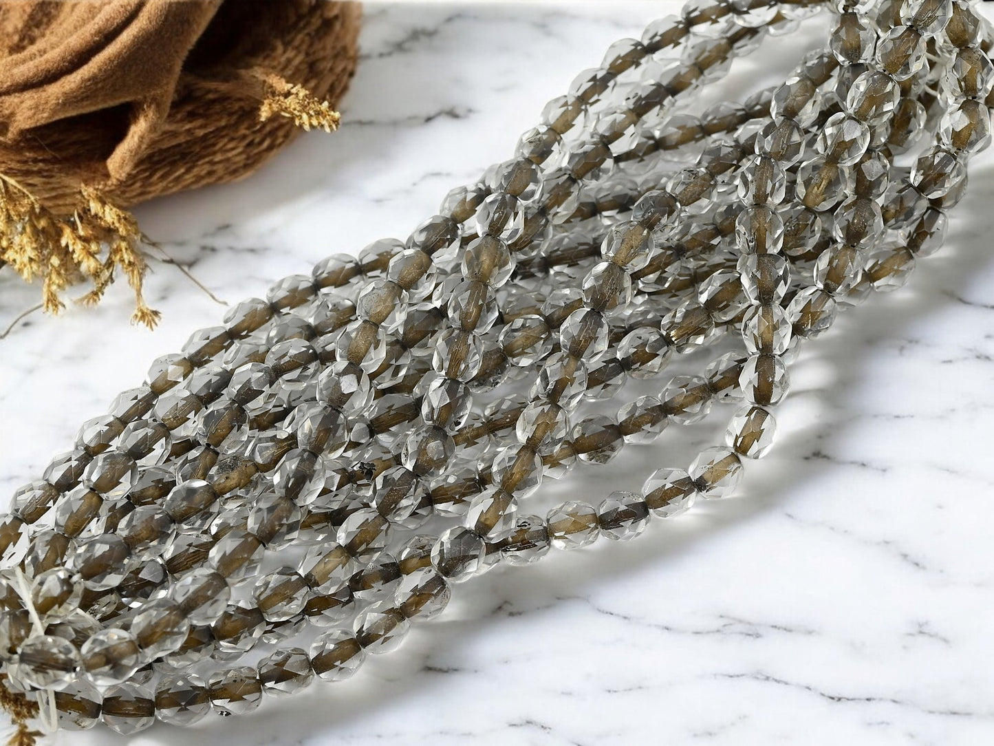 *25* 6mm Dark Bronze Lined Crystal Fire Polished Round Beads