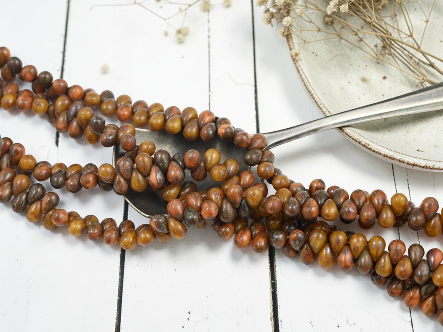 *80* 4x6mm Mixed Travertine Teardrop Beads