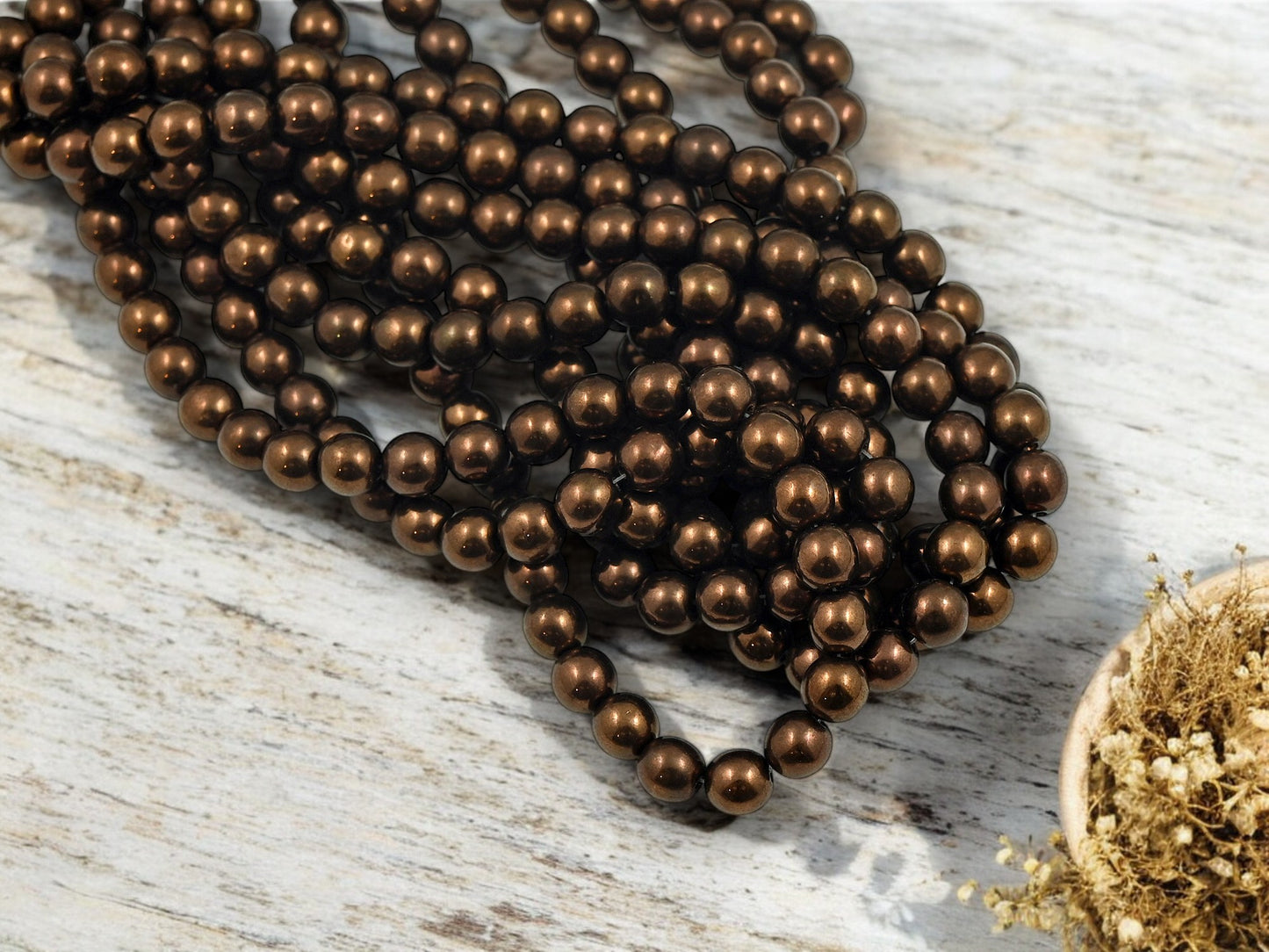 *50* 6mm Dark Bronze Round Druk Beads