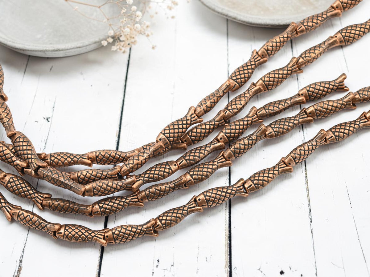 *15* 20x5mm Antique Copper Fish Beads