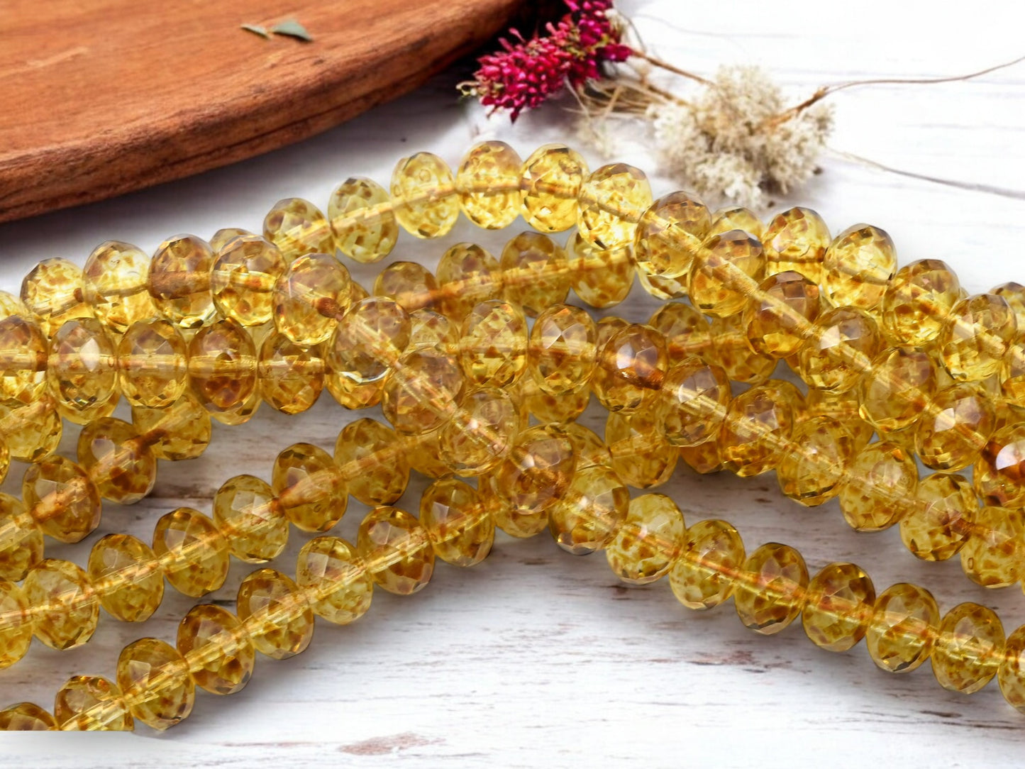 *25* 6x9mm Crystal Picasso Fire Polished Rondelle Beads