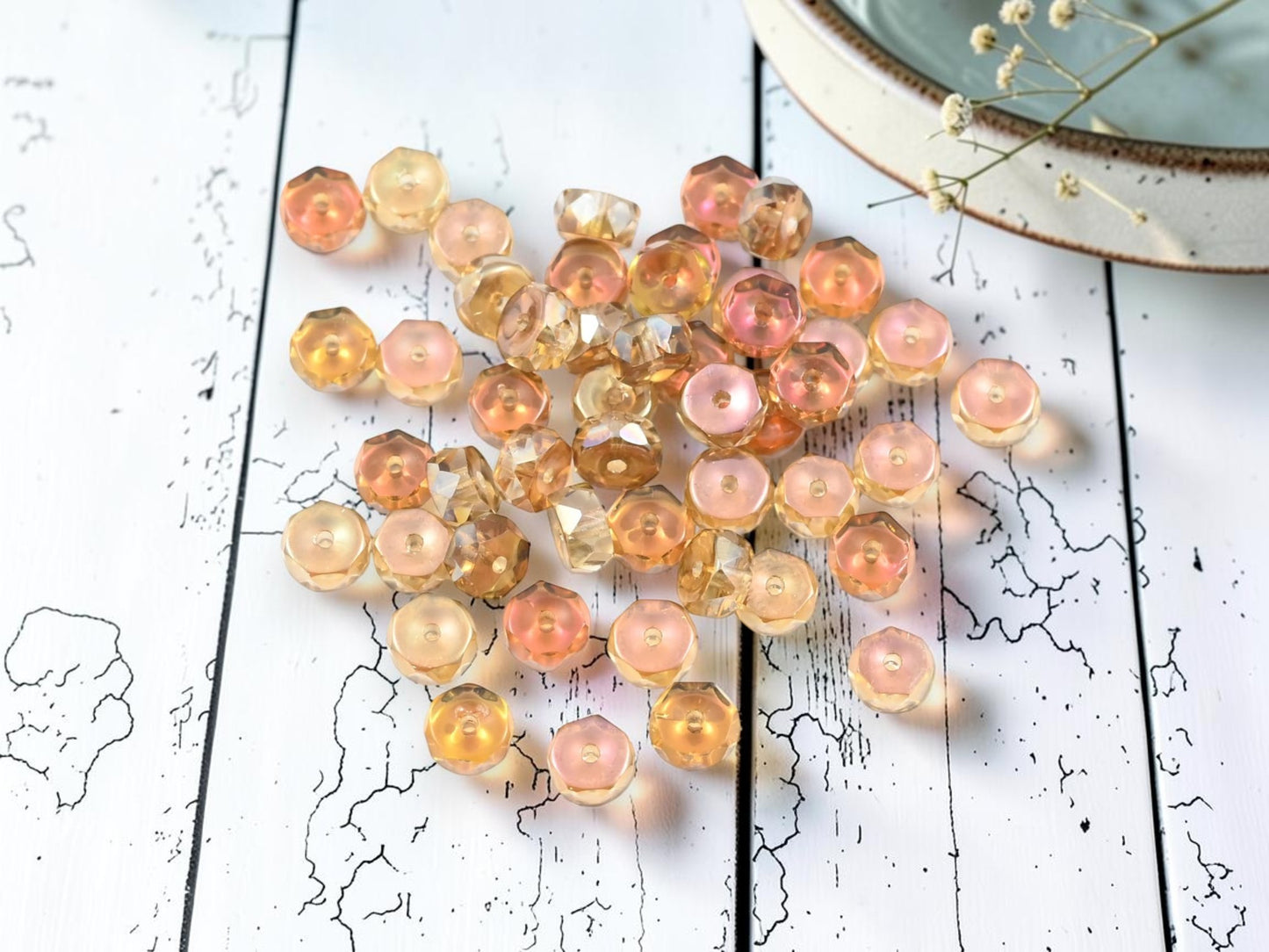 *50* 6x3mm Crystal Celsian Fire Polished Heishi Beads