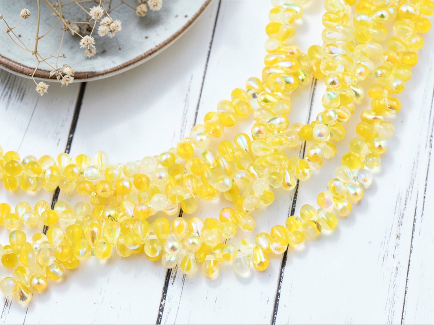*80* 4x6mm Sunny Crystal AB Top Drilled Tear Drop Beads