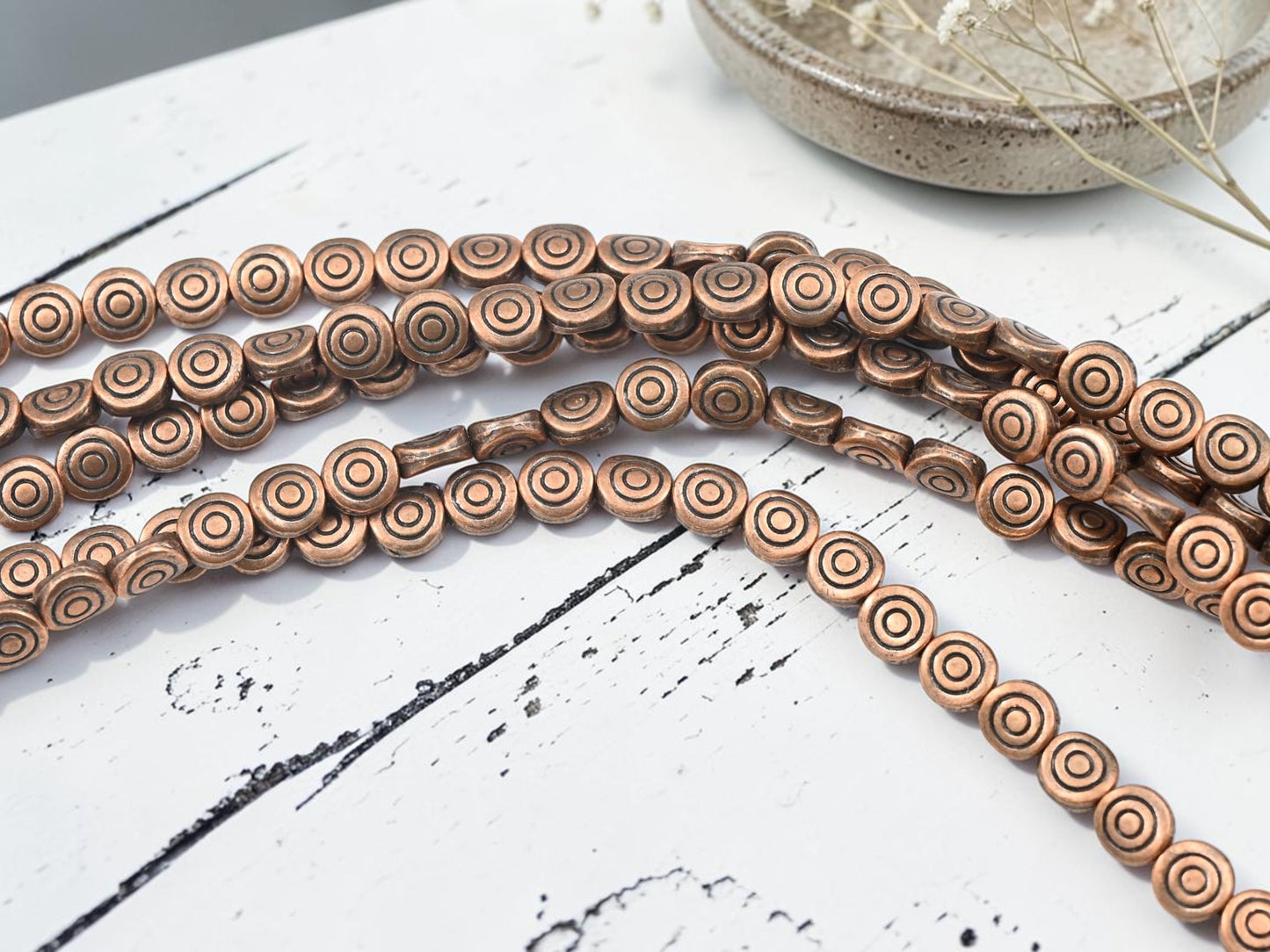 *31* 7mm Antique Copper Flat Circle of Life Disc Beads