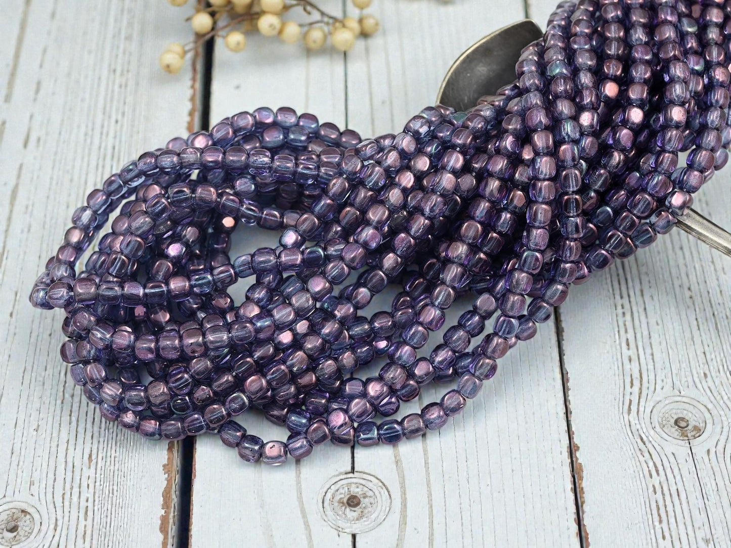 *100* 4mm Transparent Amethyst Luster Cube Beads