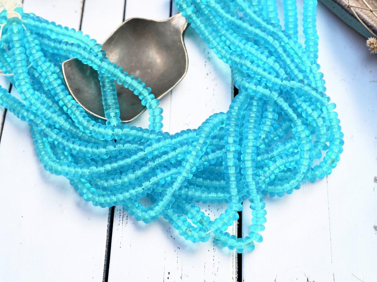*100* 4x2mm Aquamarine Smooth Rondelle Beads