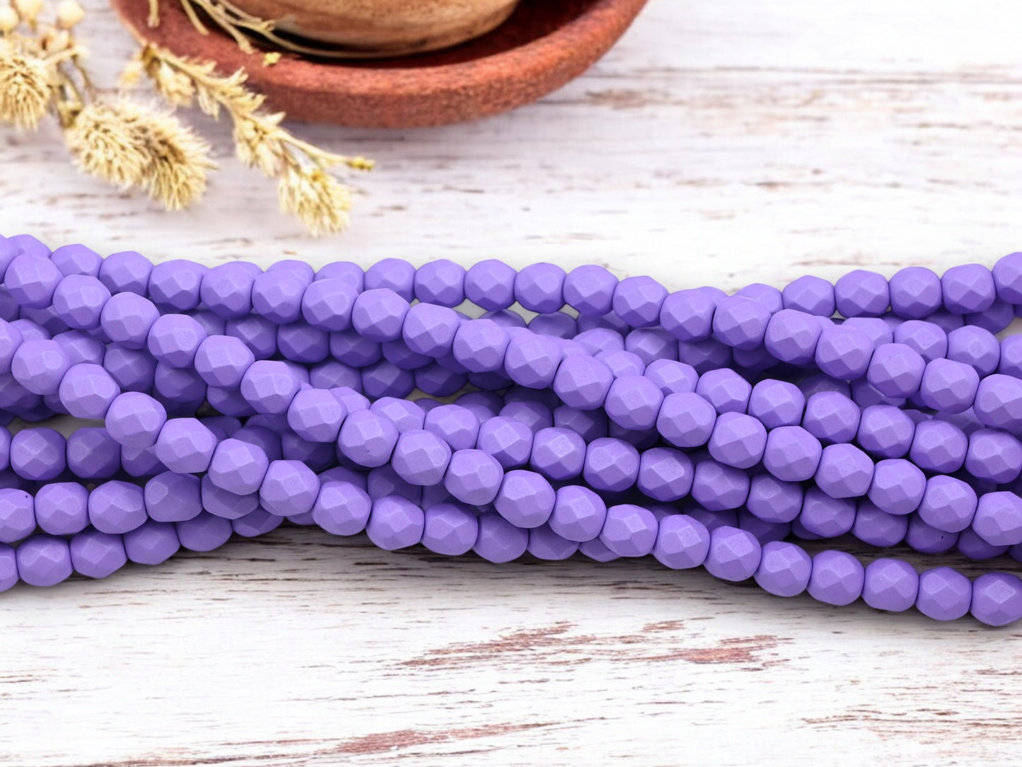 Matte Saturated Purple Fire Polished Round Beads - 4mm or 6mm