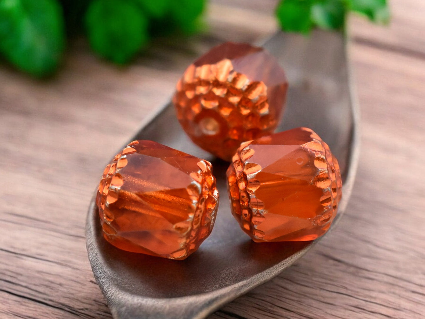 *8* 10mm Orange Washed Tangerine Apollo Fire Polished Cathedral Beads (LAST Pack)