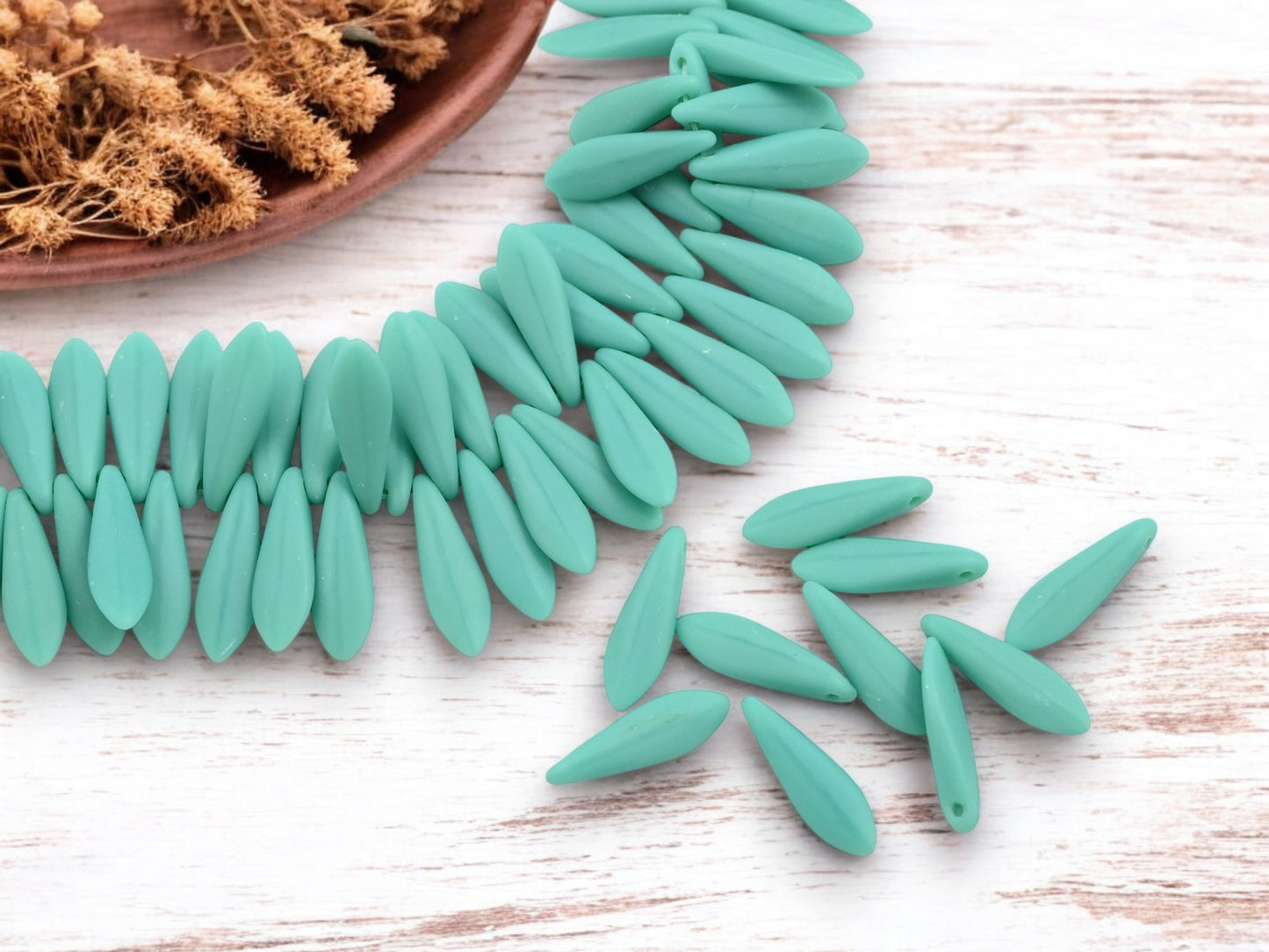 *50* 5x16mm Matte Turquoise Dagger Beads