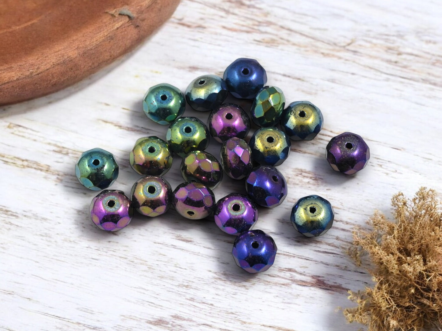 *25* 6x8mm Mixed Metallic Fire Polished Rondelle Beads