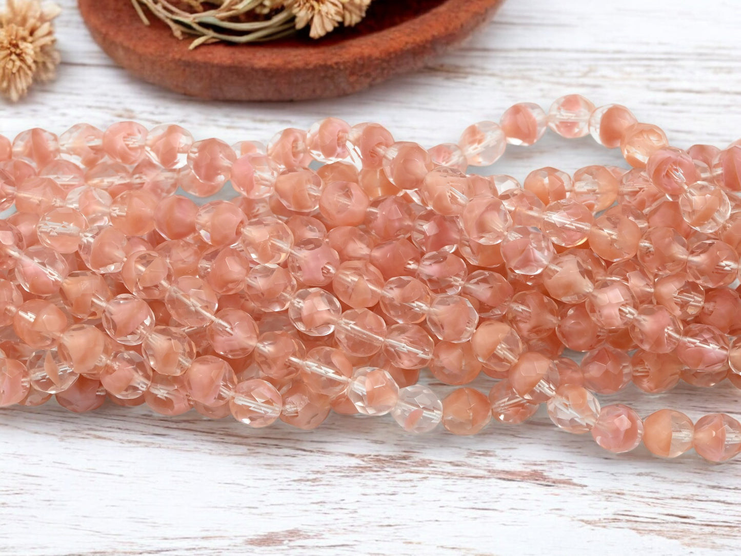 *25* 8mm Crystal Rosaline Fire Polished Round Beads