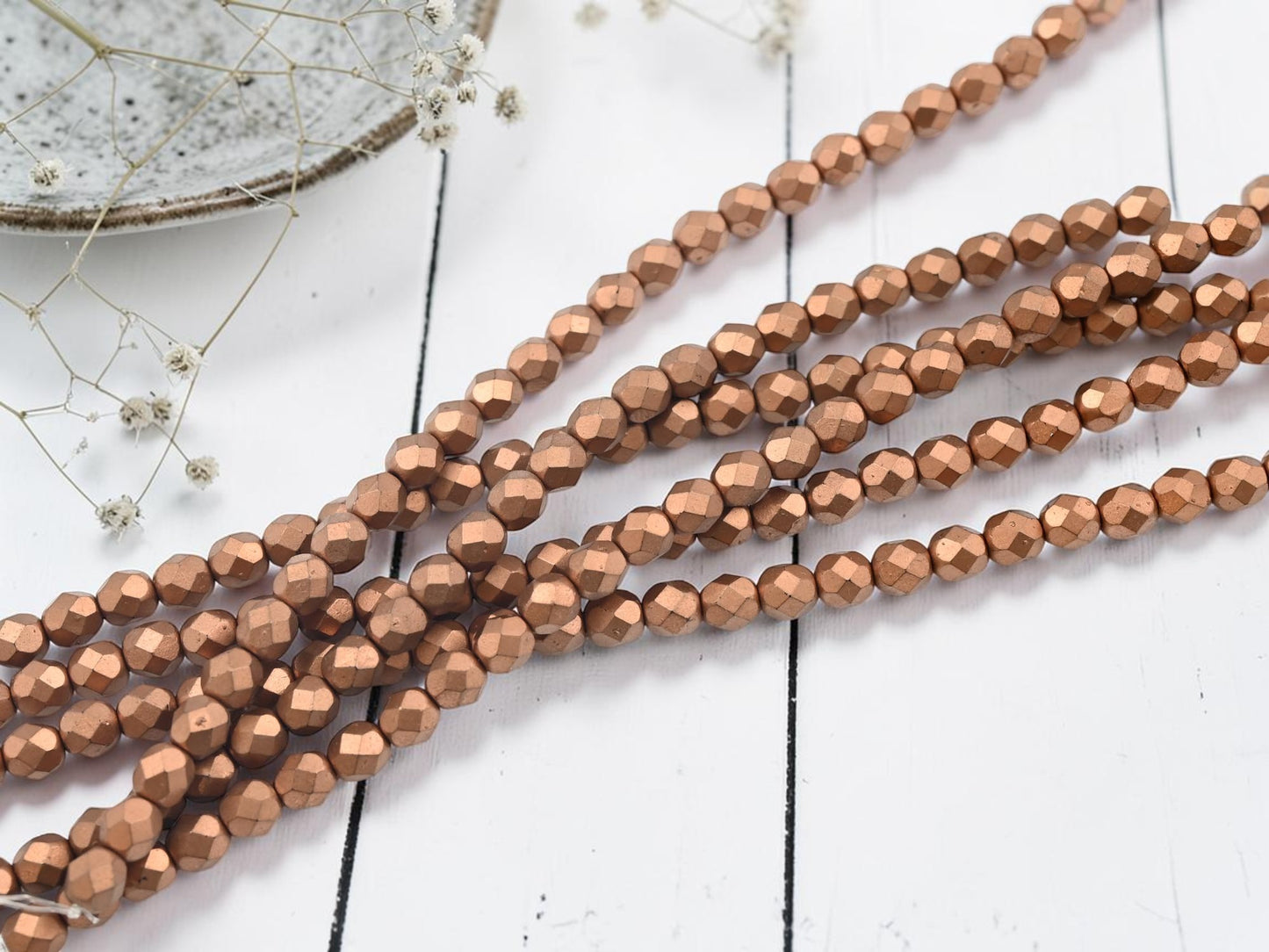 *25* 6mm Matte Metallic Bronze Copper Fire Polished Round Beads