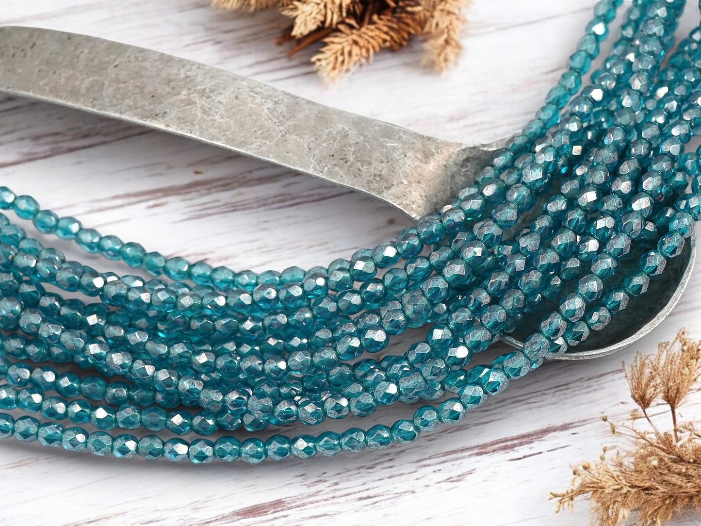*50* 4mm Capri Blue Luster Fire Polished Round Beads