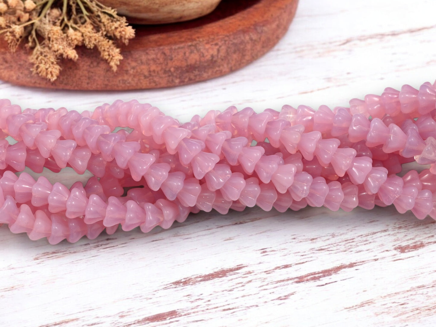 *50* 6x8mm Milky Pink Bell Flower Beads
