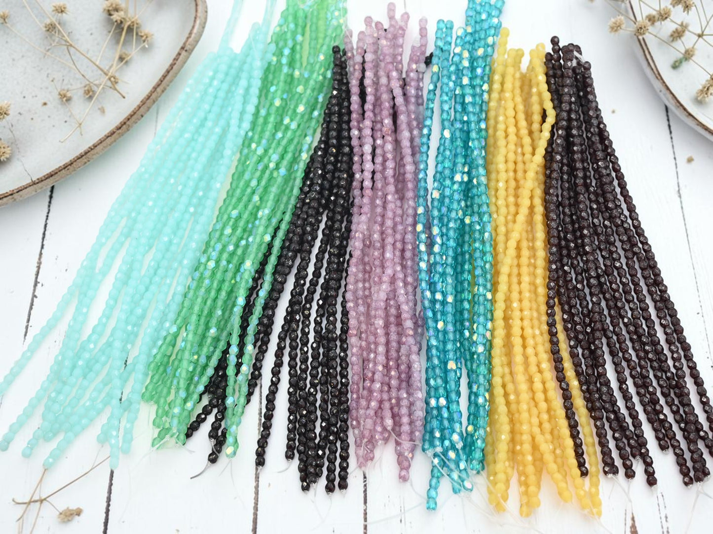 50* 3mm Mystery Style Fire Polished Round Beads