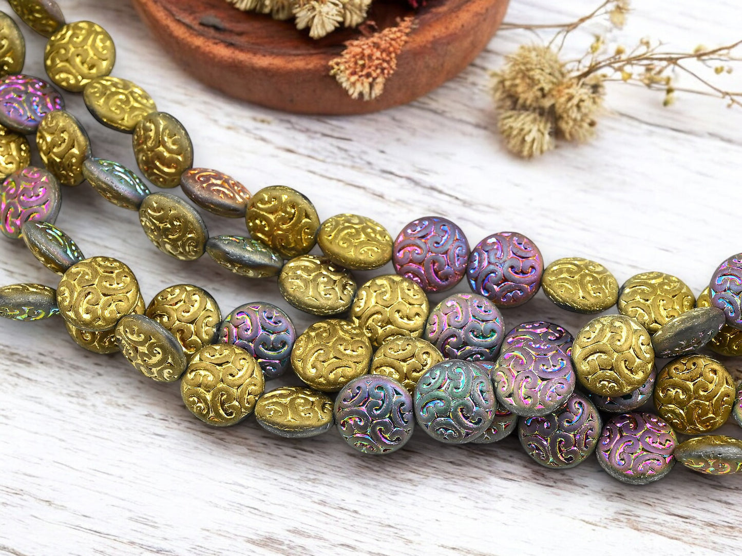 *14* 13mm Matte California Purple Paisley Button Beads