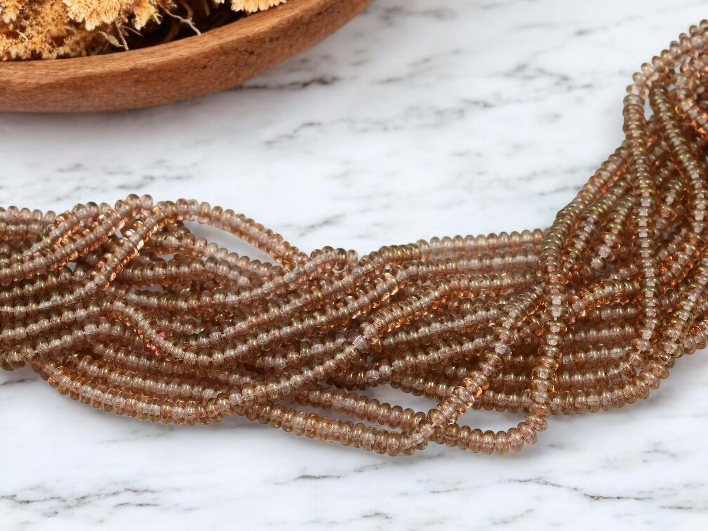 *100* 4mm Luster Transparent Pink Topaz Rondelle Spacer Beads