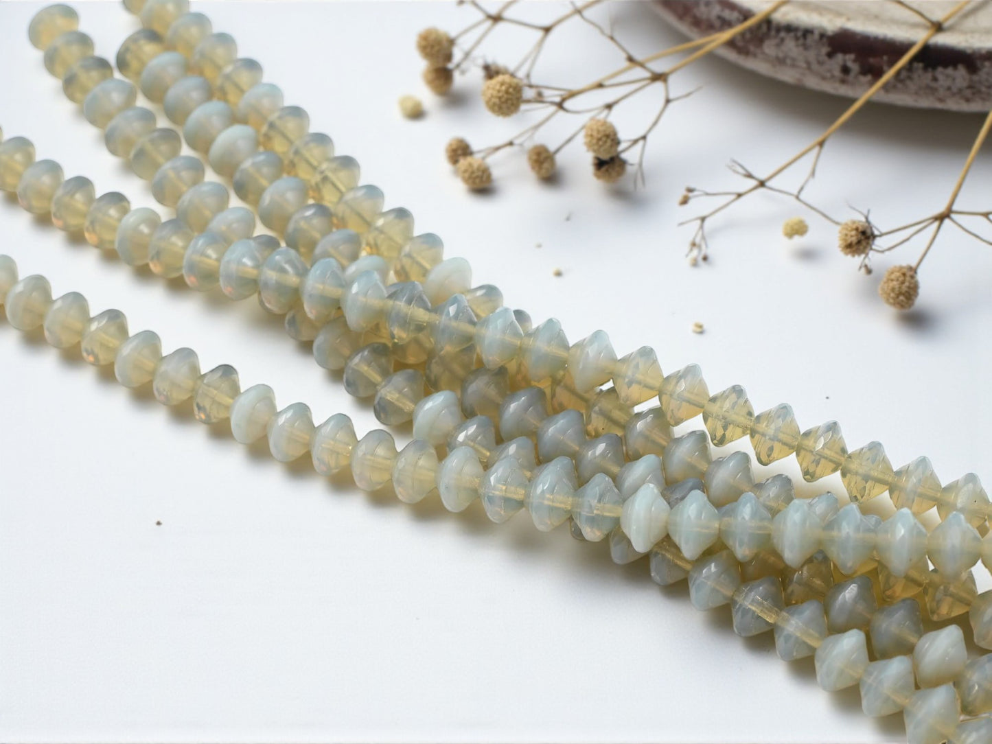 *29* 7x9mm Grey Opaline Saturn Beads