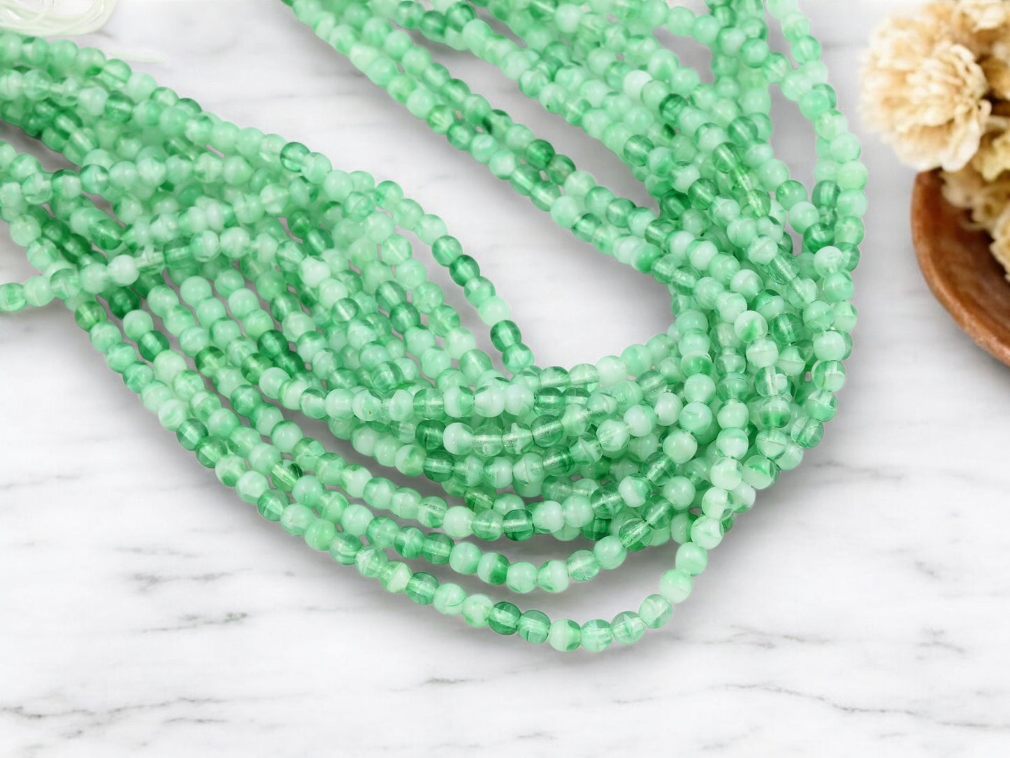 *100* 4mm Spearmint Crystal Round Druk Beads