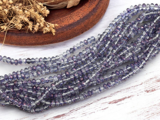 *50* 3x5mm Crystal Amethyst Luster Fire Polished Rondelle Beads