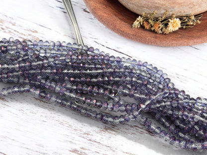 *50* 3x5mm Crystal Amethyst Luster Fire Polished Rondelle Beads