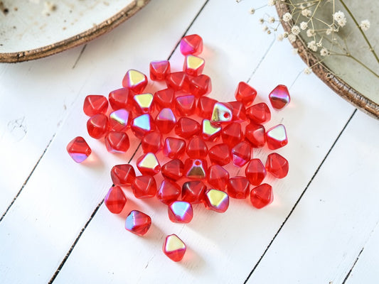 *50* 6mm Siam Ruby AB Lucerna Bicone Beads