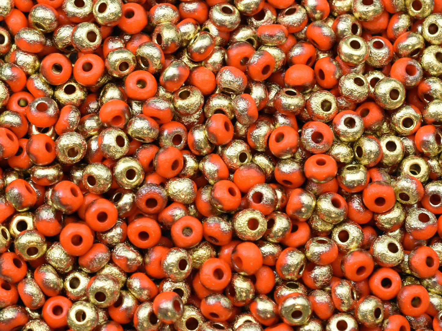 15G Etched Amber Orange Czech Glass 6/0 Seed Beads