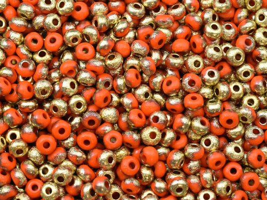 15G Etched Amber Orange Czech Glass 6/0 Seed Beads