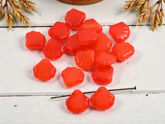 *15* 14mm Orange Hyacinth Opaline Top Drilled Shell Beads