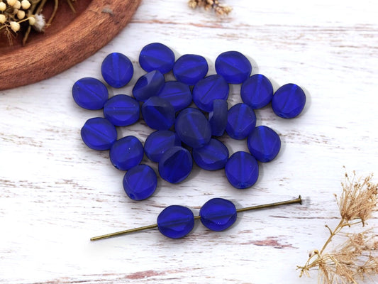 *25* 9x8mm Cobalt Blue Table Cut Diamond Oval Beads